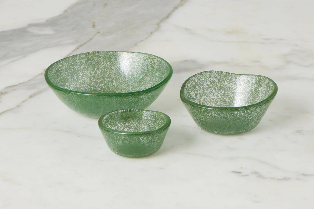 Glass Dipping Bowls, Set of 4, Spruce Green