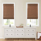 Bamboo Light Filtering Roman Shade 64"L, Teak: 31"W x 64"L