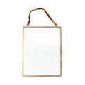 Vertical Glass BRASS hanging Picture Frame w/Suede - 14.5" x 19"