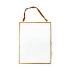 Vertical Glass BRASS hanging Picture Frame w/Suede - 14.5" x 19"