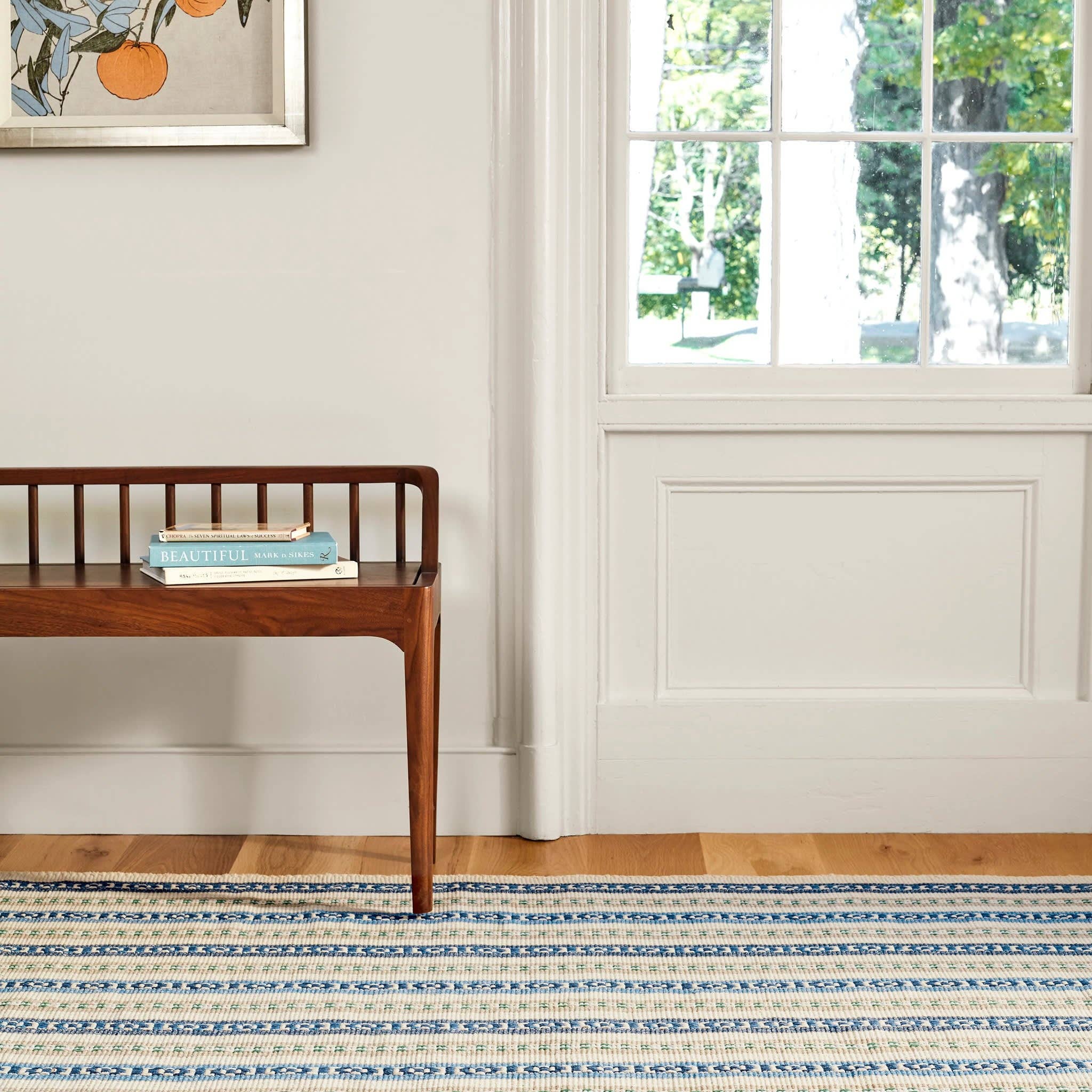 Long Slade Handwoven Cotton Rug | Indigo: 2' x 3'