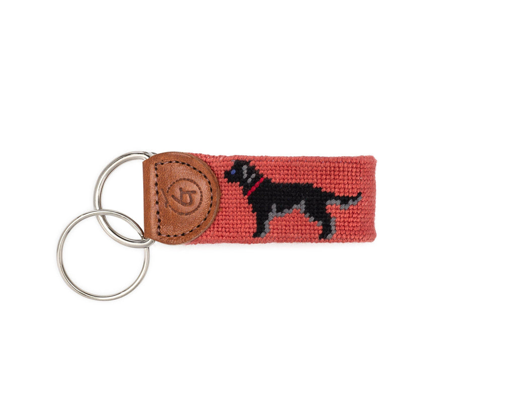 Black Lab Needlepoint Keychain: Salmon