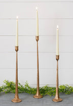 Copper Hand-Forged Metal Candle Holders – Set of 3
