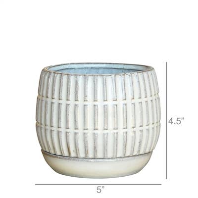 Ramos Linear Cachepot with Saucer, Stoneware - 4