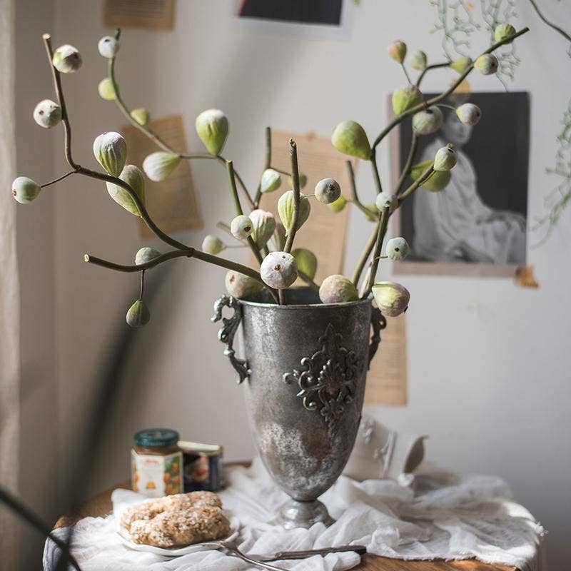 Artificial Fig Fruit Stem 30" Tall Silk Branch: Green / One Stem