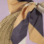 Round Woven Straw Bag With Bow Scarf Accent: CA