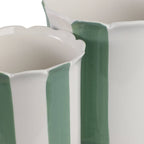 Planters  - Green/White Ceramic Striped, 6 in