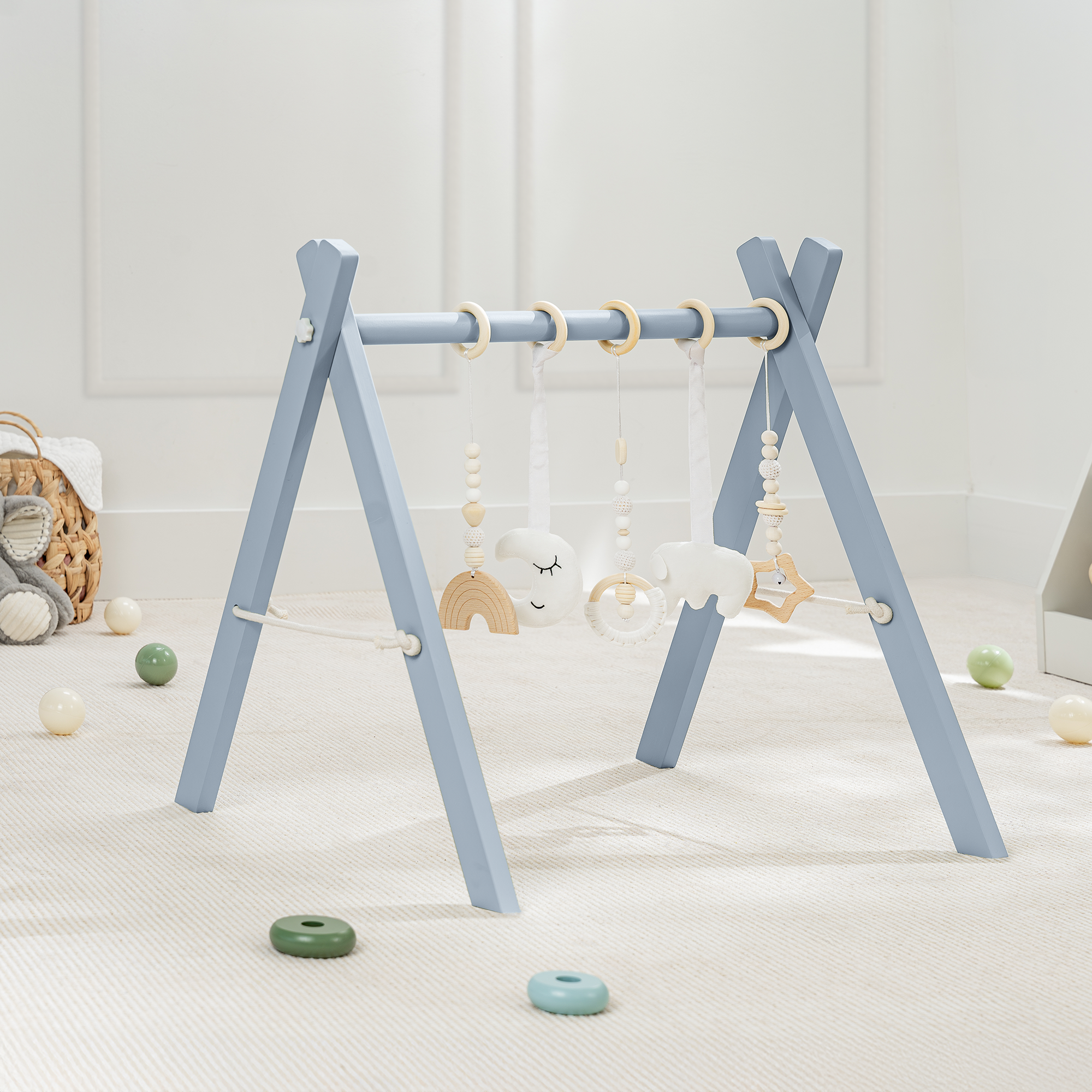Wooden Baby Play Gym, Baby Activity Gym by Comfy Cubs: Natural Wood