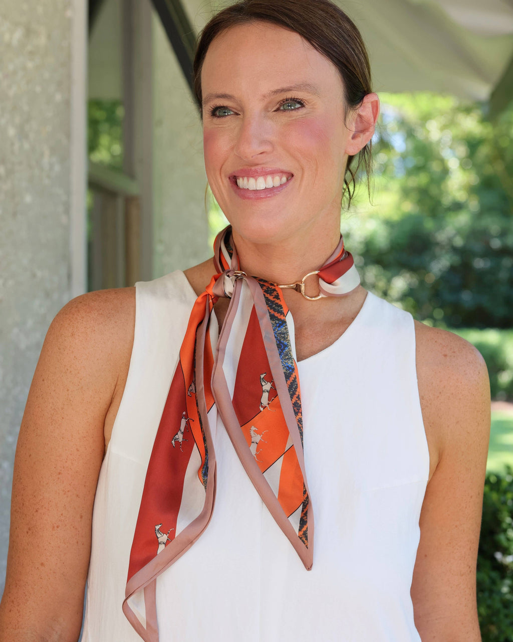 Henley Horsebit Buckle Scarf Orange