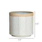 Ramos Banded Chevron Cachepot, Stoneware - 4