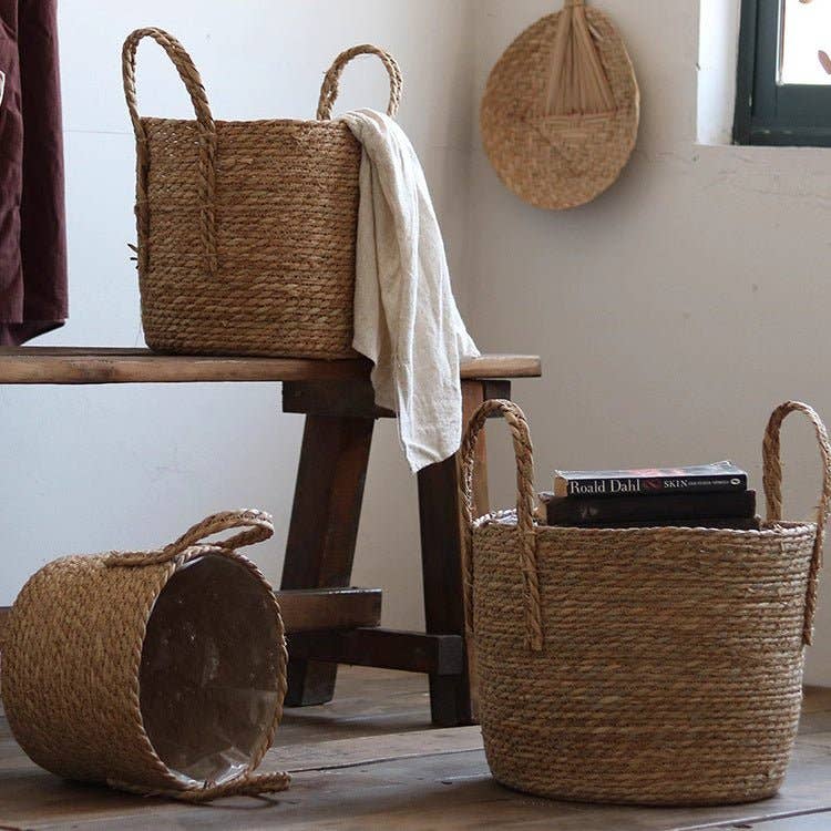 Handwoven Seagrass Basket for Plants: Small