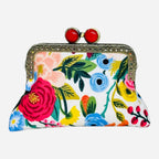Kiki & Syds ON THE GO Credit Card Clutch-Garden Party Cream: Red