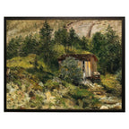 Vintage cabin by the creek painting: Black With Bead 1300-905 U / 20" X 16"