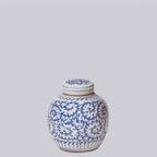 Blue and White Porcelain Scrolling Peony Round Storage Jar
