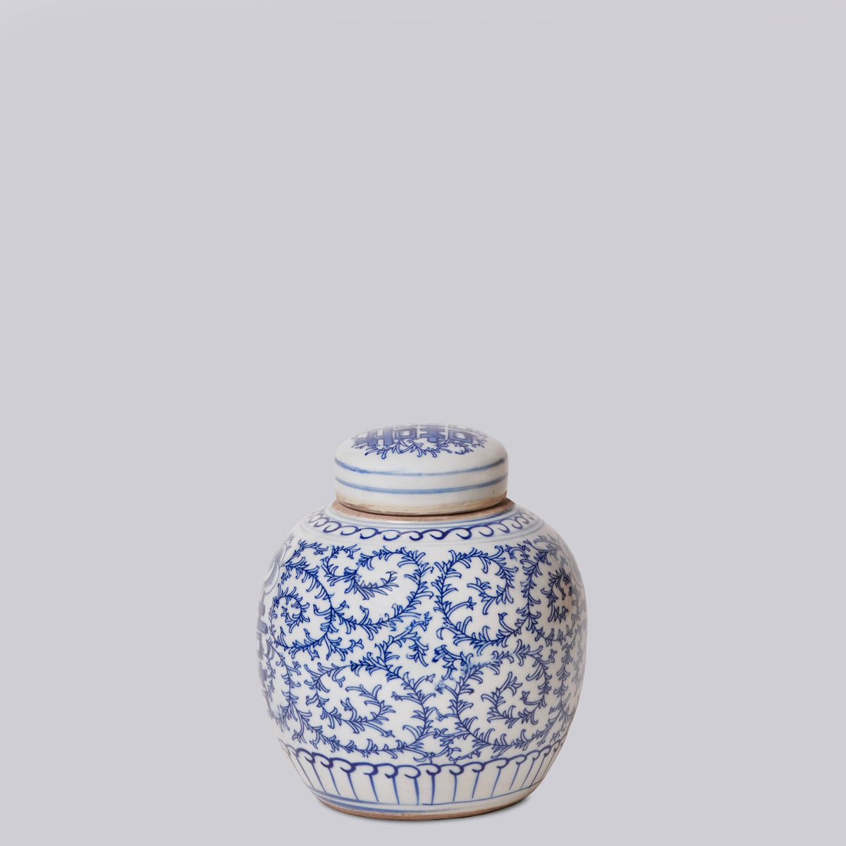 Blue and White Porcelain Scrolling Peony Round Storage Jar