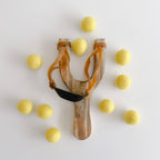 Wood Slingshot with 10 Felt Balls: Royal Blue