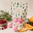 Mini Bath Bombs Gift Bag - Christmas holly -  Cranberry Fizz