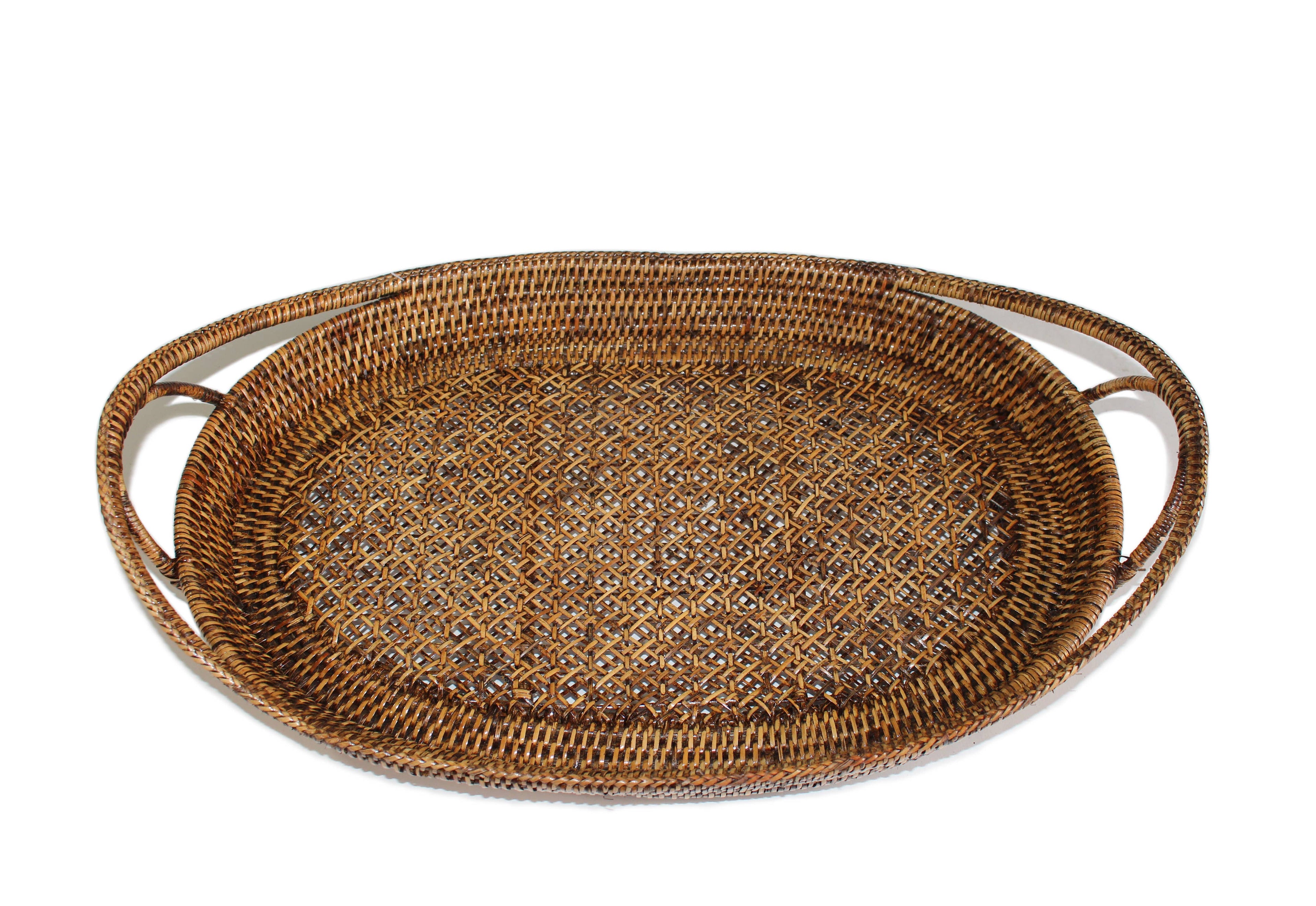 Oval Tray  Open Lace Weave  - AB 21x14x2.75'H