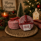 Christmas Coasters, Red Candy Cane Braided Cotton Gift Sets: Green-4pk