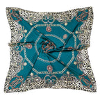 WLQS528 Chain Print Square Scarf: Teal