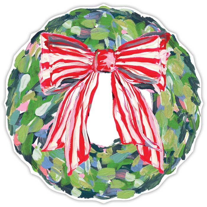 Wreath with Red and White Striped Bow Posh Die-Cut Placemats