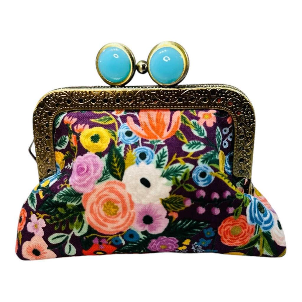 Kiki & Syds Mini Clutch Coin Purse - Petite Floral Plum: Hot Pink