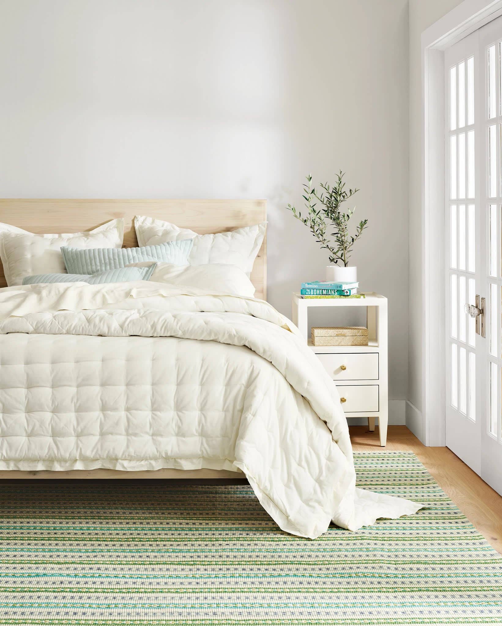 Long Slade Handwoven Cotton Rug | Teal: 2' x 3'