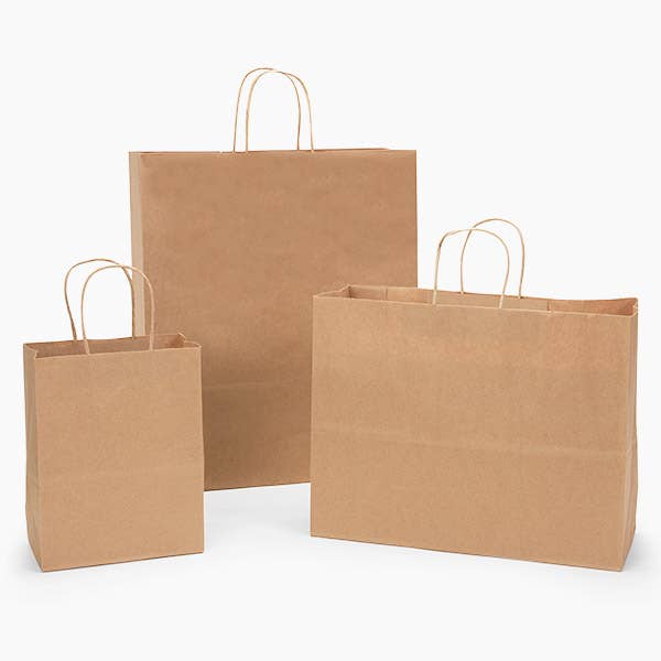 Brown Kraft Paper Retail Shopping Bags: 100 Pack / Vogue 16x6x12.5"