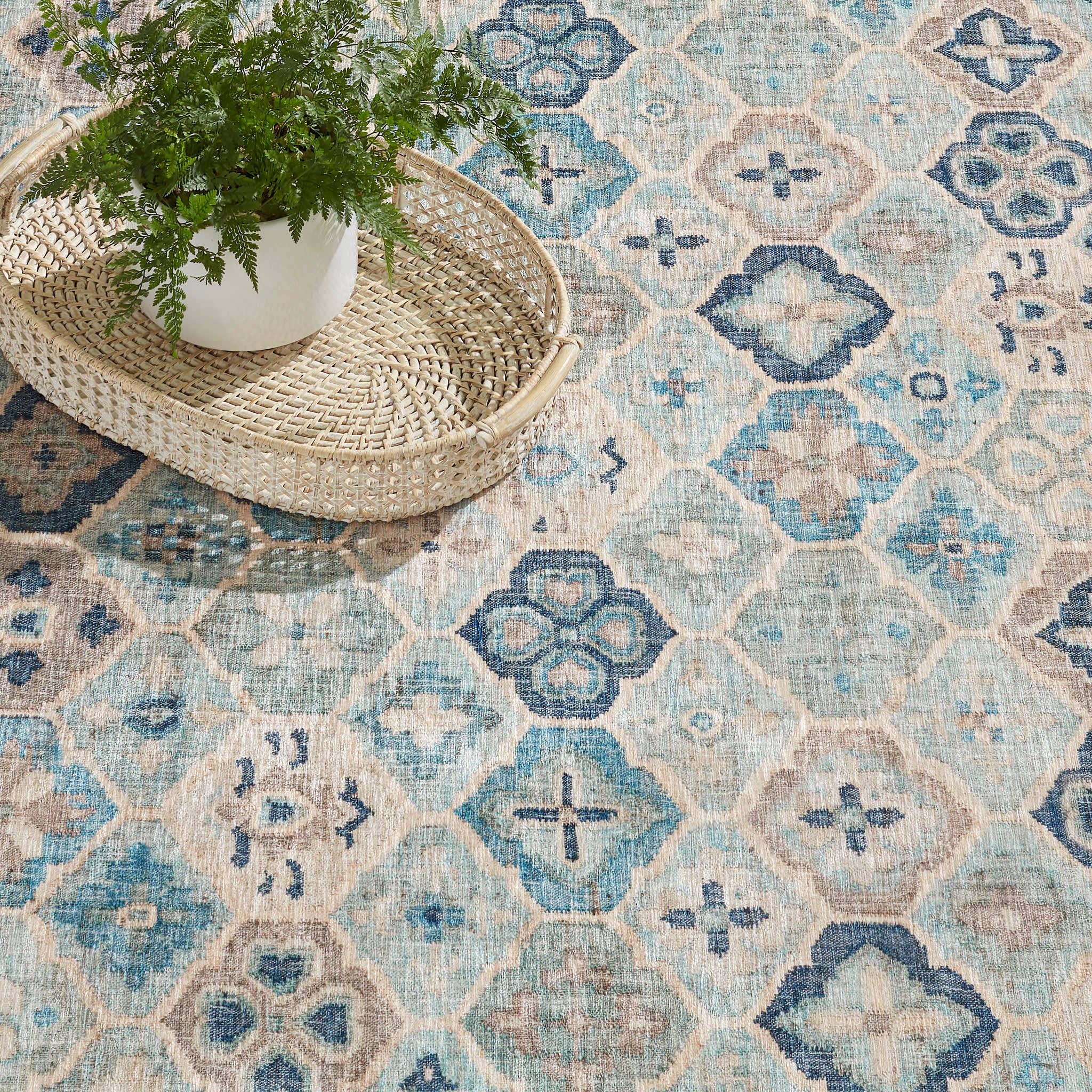 Pali Machine Washable Rug | Blue: 2' x 3'