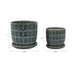 Blue 6/8 in. Ceramic Squoval Saucer Planter (Set of 2)