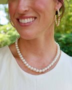 Two Strand Magnetic Pearl Scarf Necklace Orange