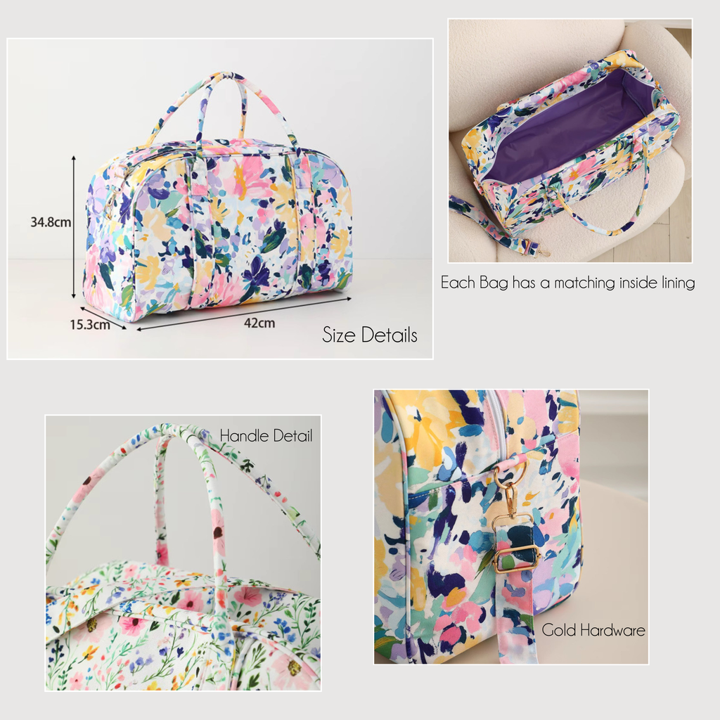 Floral Weekender Duffel Bag Abstract Bloom
