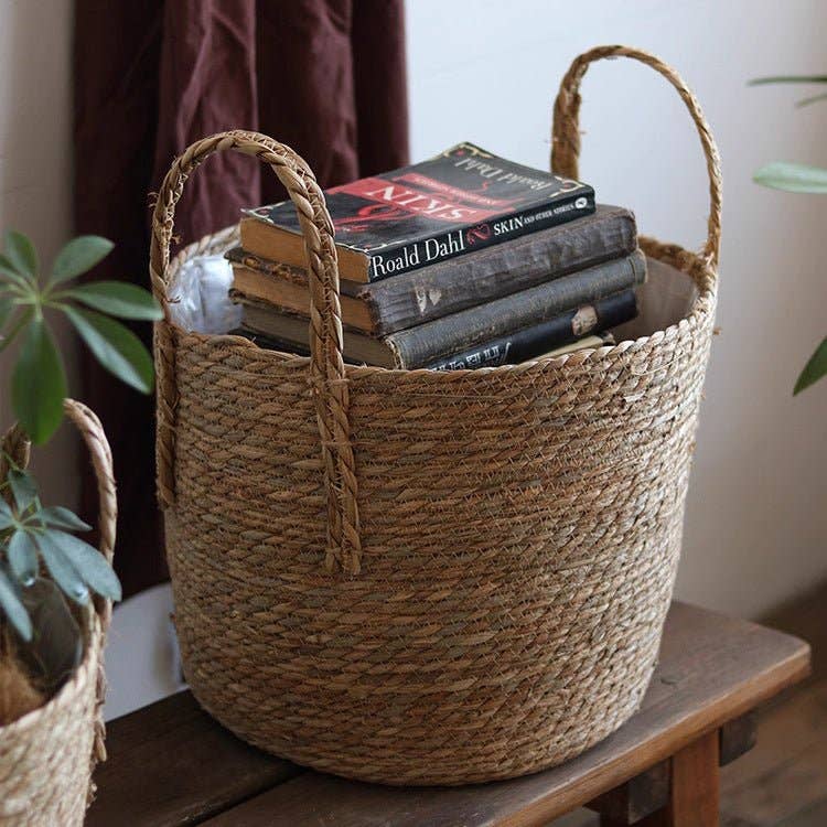 Handwoven Seagrass Basket for Plants: Large