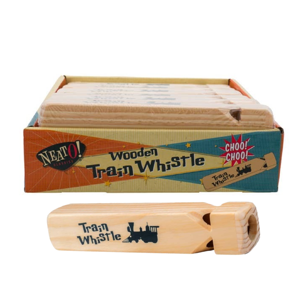 Neato! 7.5" Classic Wooden Train Whistle- Retro Classic