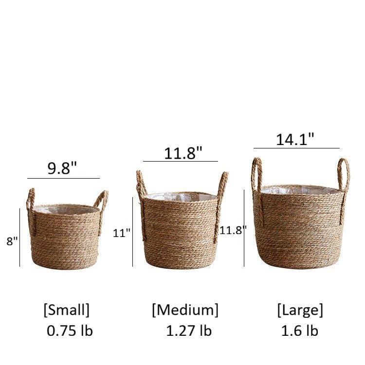 Handwoven Seagrass Basket for Plants: Small
