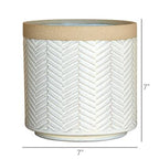 Ramos Banded Chevron Cachepot, Stoneware - 6