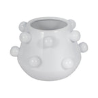 Decorative Planter - White Ceramic Tapered Bubble, 8 in.