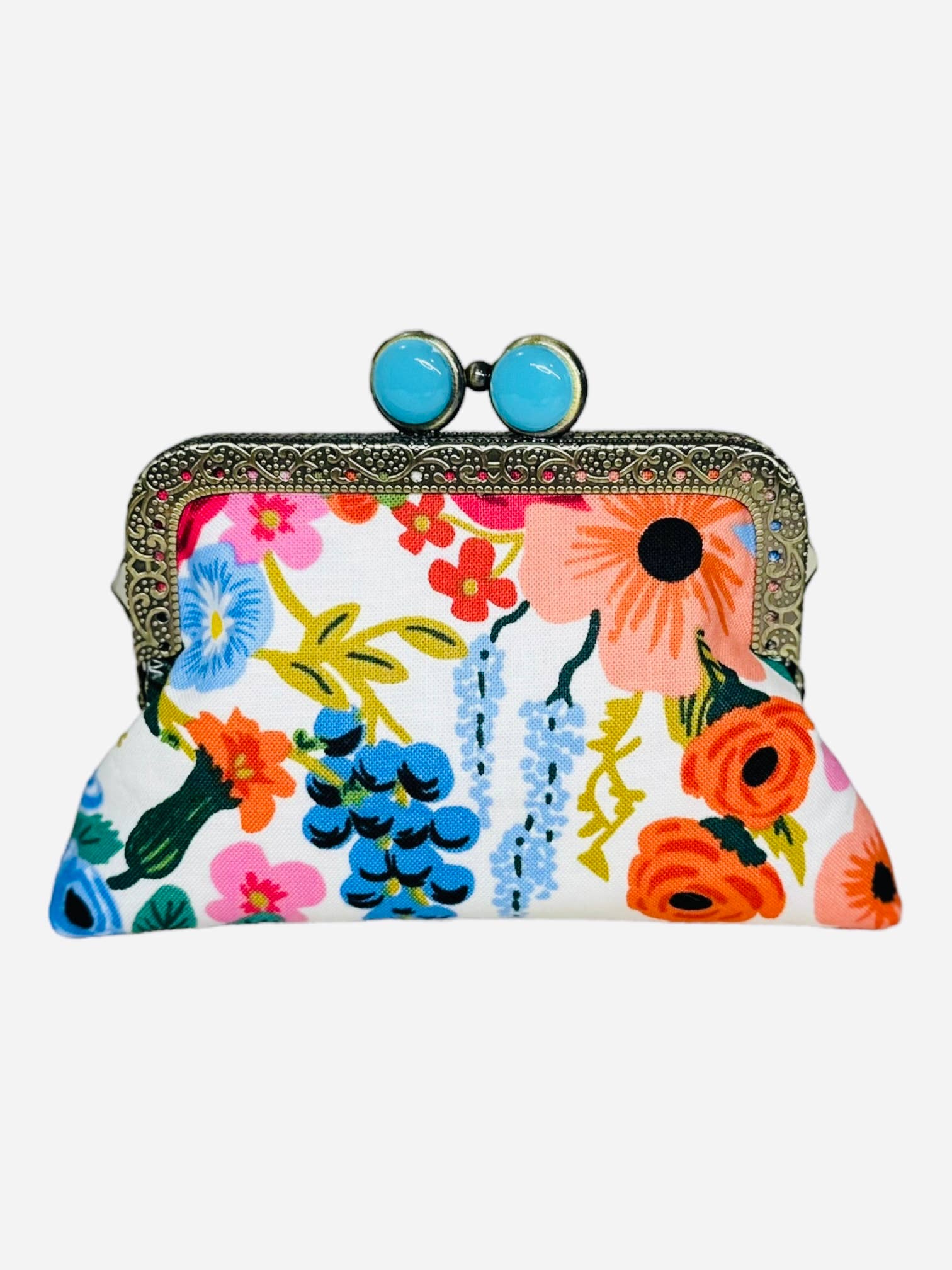 Kiki & Syds ON THE GO Credit Card Clutch-Garden Party Cream: Red