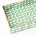 Decorative Vanity Tray, Green Cane Print Resin