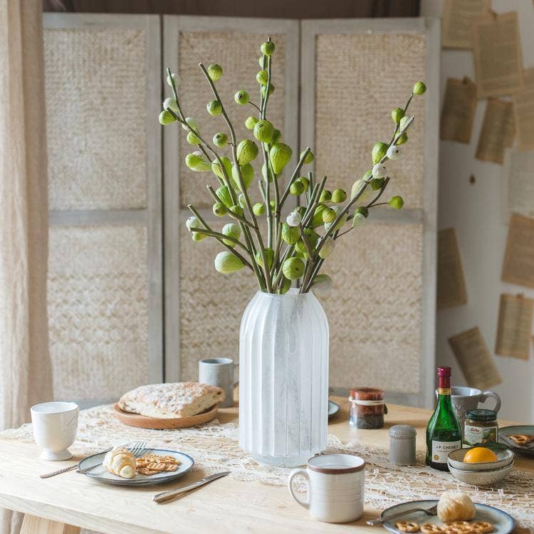 Artificial Fig Fruit Stem 30" Tall Silk Branch: Green / One Stem
