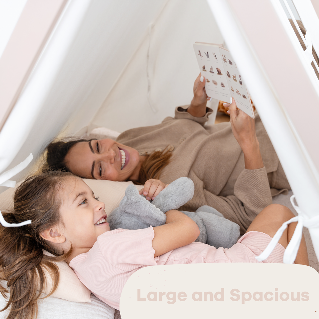 Kids Play Tent, Indoor Canvas Play Tent by Comfy Cubs: Natural Wood