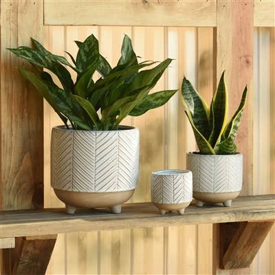Ramos Chevron Cachepot, Stoneware - 4