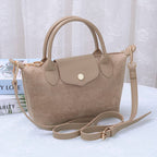 SD782  Britney Suede Double Handle Crossbody Bag: Chocolate