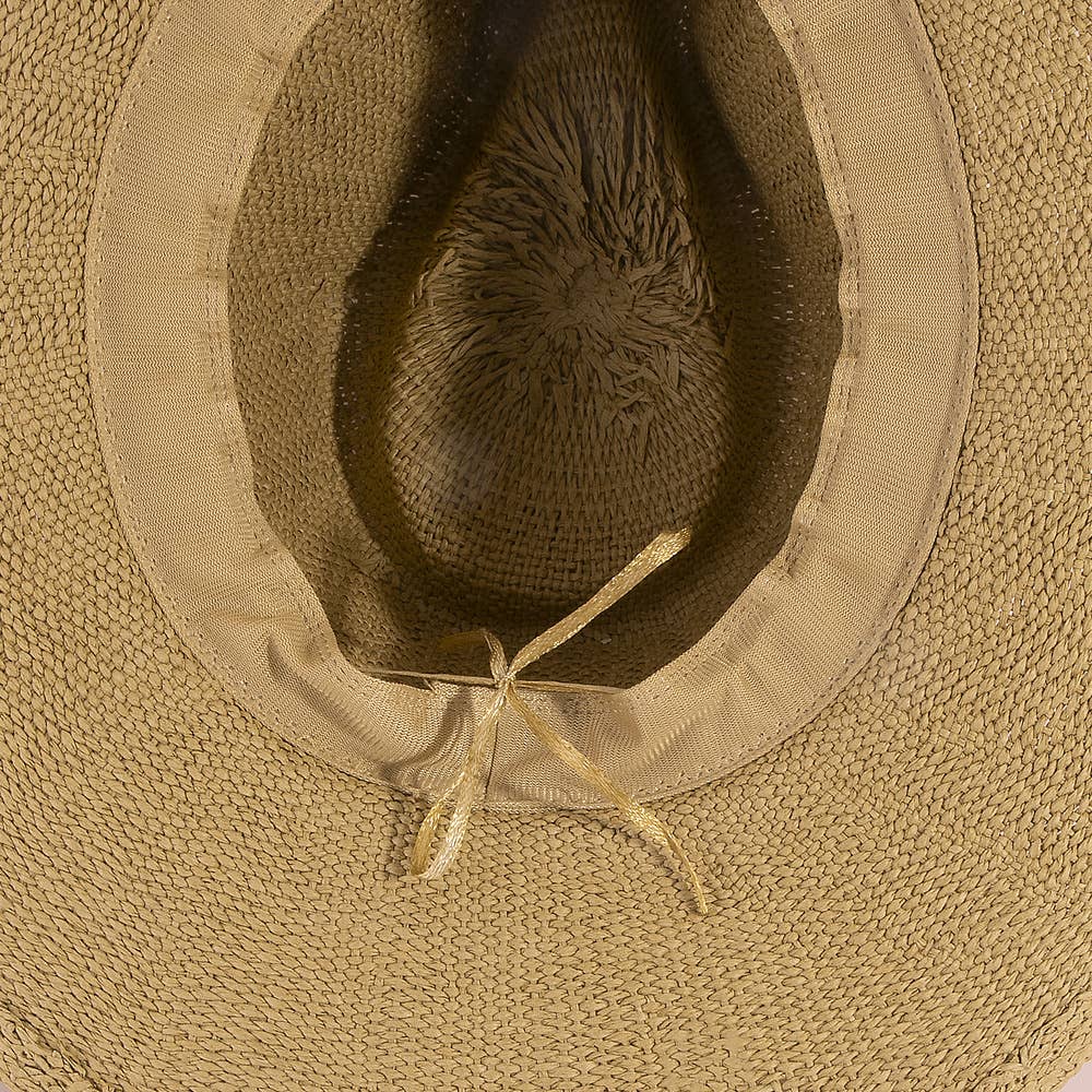 Paper Straw Braided Cord Band Cowboy Hat: KA