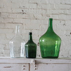 Green Antique Glass Bottle: Medium