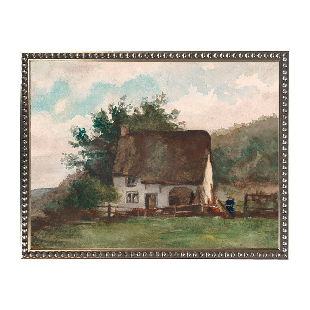 Vintage watercolor cottage house