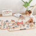 100-PC Wooden Train Set for Toddlers Ages 1+ by Comfy Cubs
