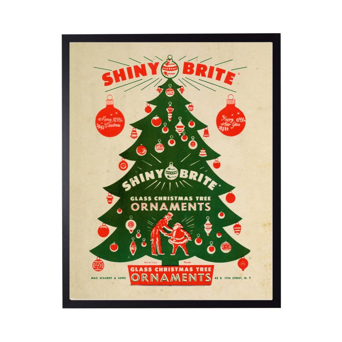Vintage Shiny Bright Christmas Poster: Black With Bead 1300-905 U / 12" X 16"