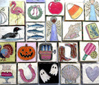 Pastel White Pumpkin Textured Handpainted Wood Block Art