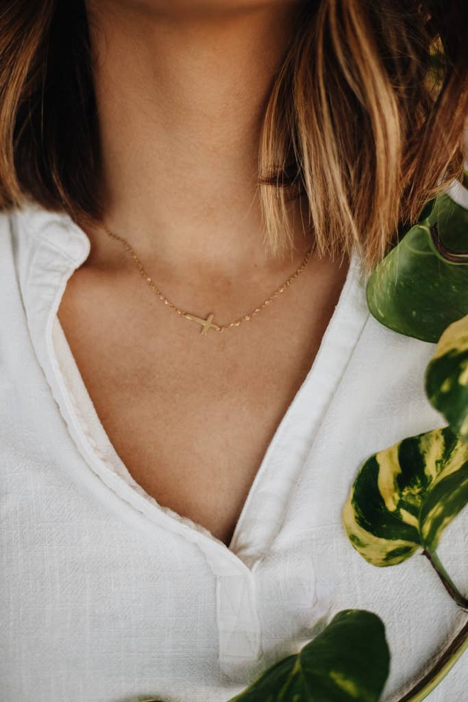 At the Cross Necklace in Gold - Made by Survivors